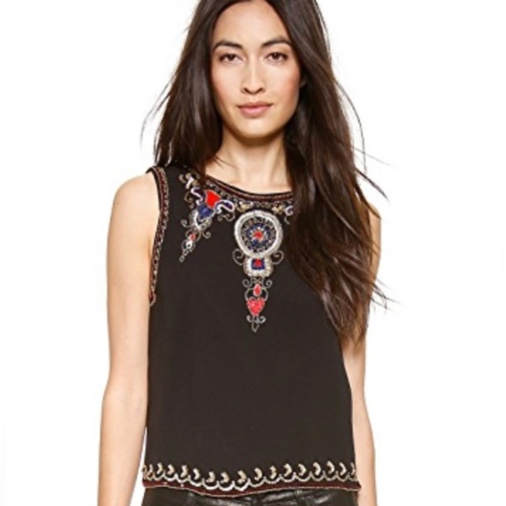 Alice and Olivia embellished black top xs